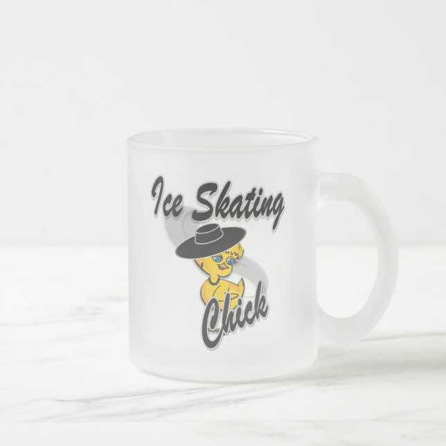 Ice Skating Chick #4 Frosted Glass Coffee Mug (Right)