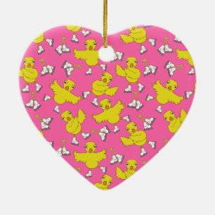 Ice Skating Chick Skates Pattern Ceramic Ornament