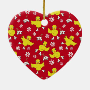 Ice Skating Chick Snowflake Pattern Ceramic Tree Decoration