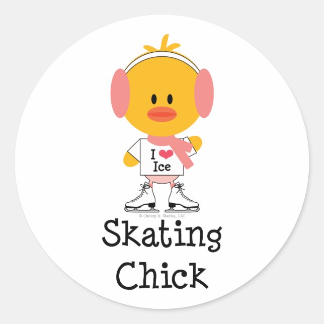 Ice Skating Chick Stickers  (Front)