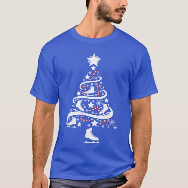 Ice Skating Christmasree Holiday Skater Winter Spo T-Shirt (Front)