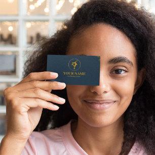 Ice Skating Coach Navy Blue & Gold  Business Card