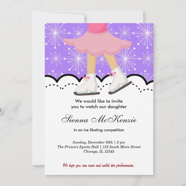 Ice Skating Competition (Purple) Invitation (Front)