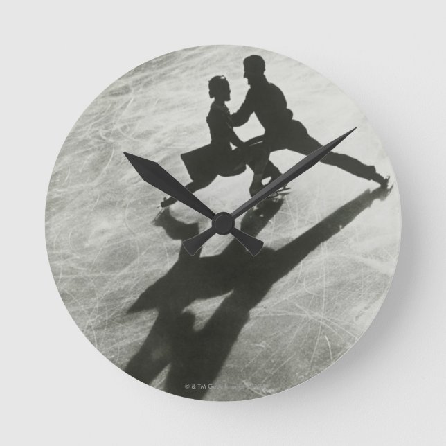 Ice Skating Couple Round Clock (Front)