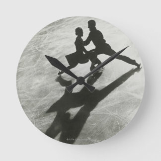 Ice Skating Couple Round Clock