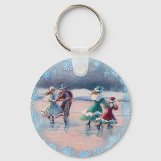 ICE SKATING COUPLES by SHARON SHARPE Card Key Ring