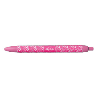 Ice Skating Cute Pink White Girly Monogrammed Black Ink Pen