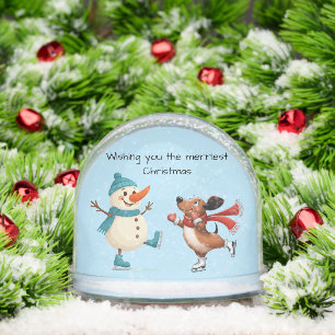 Ice Skating Dachshund Snowglobe