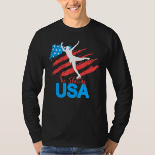 Ice Skating Dance Support The Team Usa Flag T-Shirt