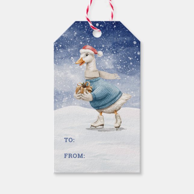 Ice Skating Duck Gift Tags (Front)