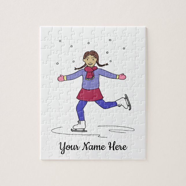 Ice Skating Figure Skater Personalised Name Jigsaw Puzzle (Vertical)