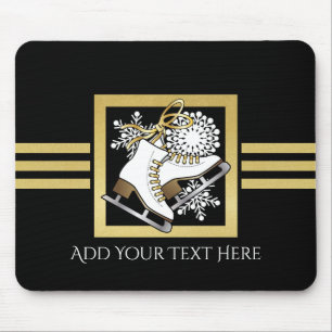 Ice Skating   Figure Skating Faux Gold and Black Mouse Mat