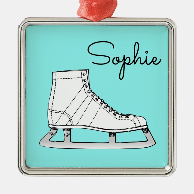 Ice Skating Figure skating personal name Metal Tree Decoration (Front)