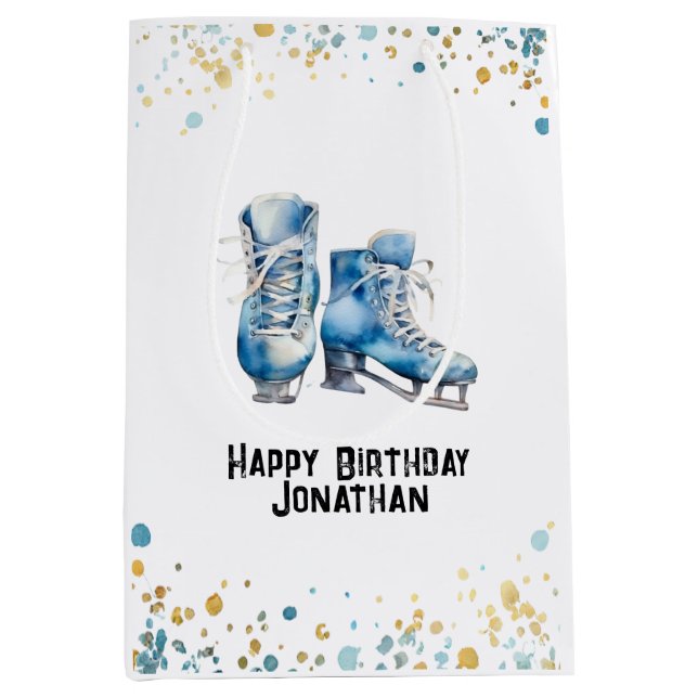 Ice-Skating Gift Bag, Hockey Birthday Party  Medium Gift Bag (Front)