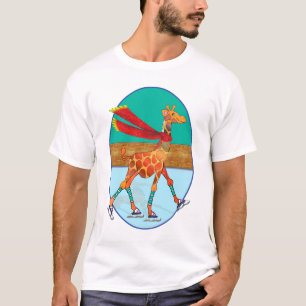 Ice Skating Giraffe in the Oval Rink T-Shirt