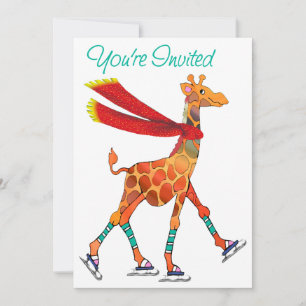 Ice Skating Giraffe with Scarf Invite
