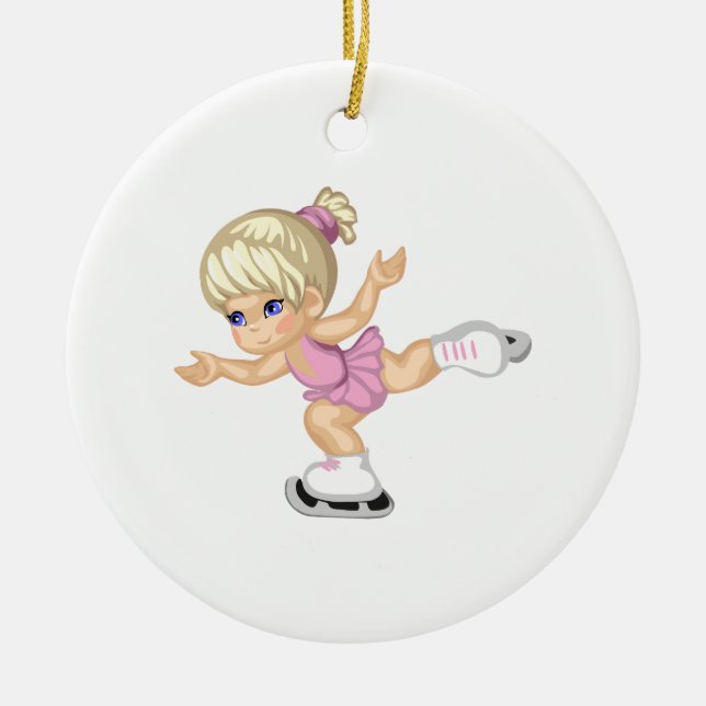 Ice Skating Girl Ceramic Tree Decoration (Front)