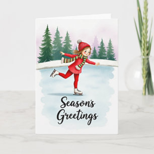 Ice Skating Girl Christmas Card