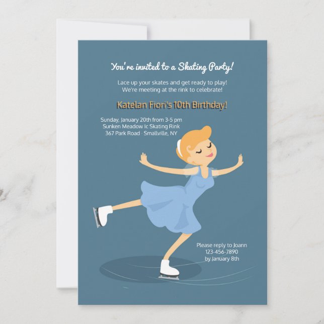 Ice Skating Girl Invitation (Front)