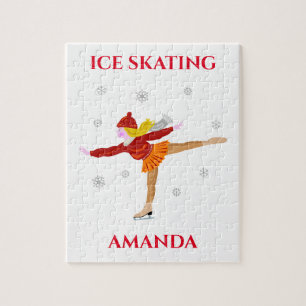 Ice skating girl puzzle with child's name.