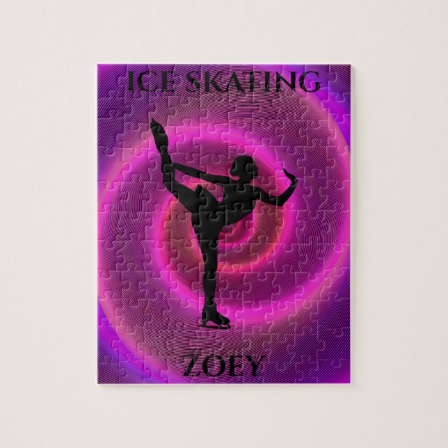 Ice skating girl puzzle with child's name. (Vertical)