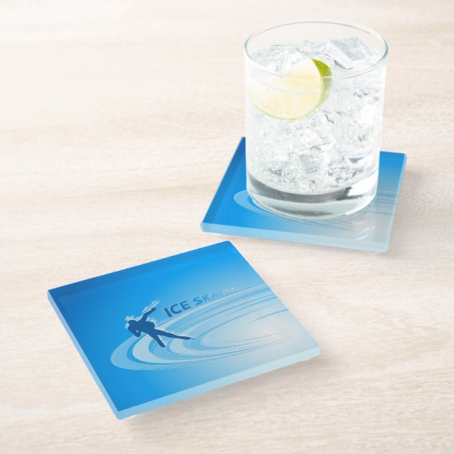 Ice Skating Glass Coaster (Angled)