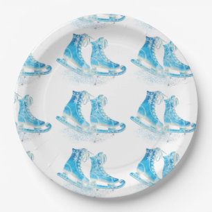 Ice Skating Glitter Birthday Paper Plate