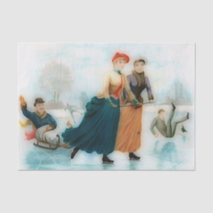 Ice skating in Norway - funny vintage graphics  Tissue Paper