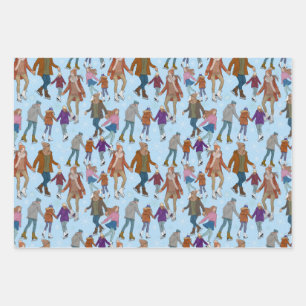 Ice Skating In The Park Wrapping Paper Sheet