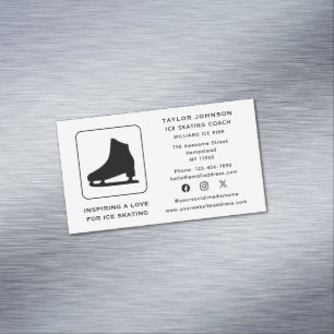 Ice Skating Instructor Sports Coach Social Media Magnetic Business Card