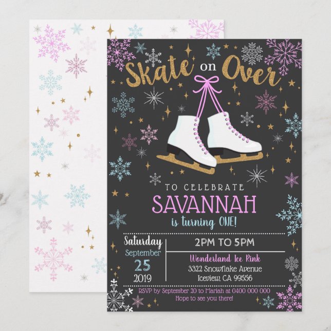 Ice Skating Invitation Ice Skating Party Girl (Front/Back)