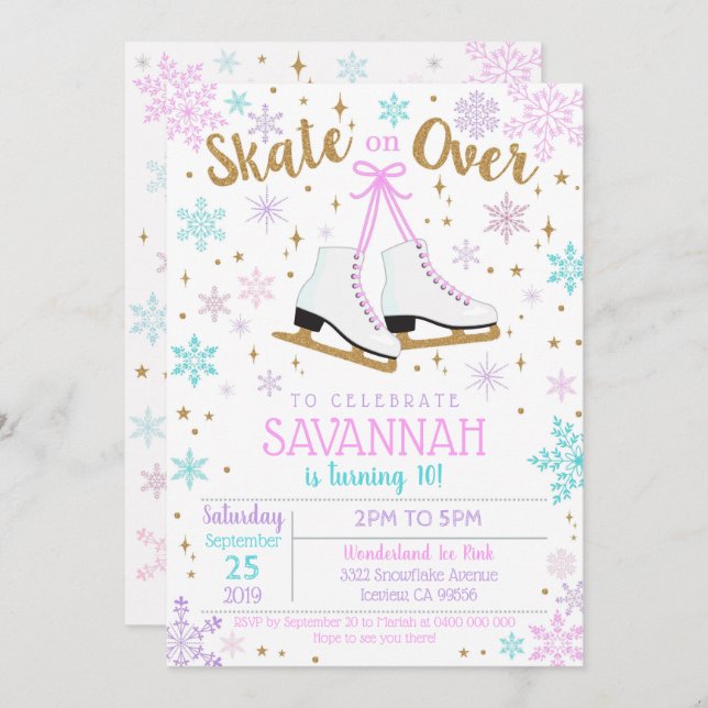 Ice Skating Invitation Ice Skating Party Girl (Front/Back)