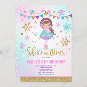 Ice skating Invitation Ice Skating Party Gold