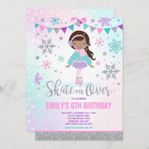 Ice skating Invitation Ice Skating Party Silver