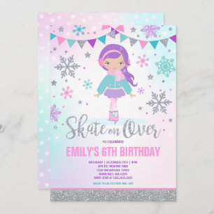 Ice skating Invitation Ice Skating Party Silver