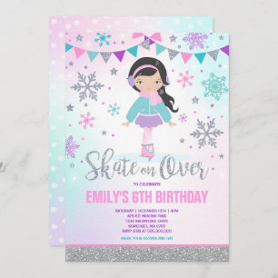 Ice skating Invitation Ice Skating Party Silver