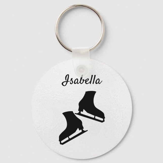 Ice skating keychain figure skates black white (Front)