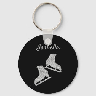 Ice skating keychain ice skates silver glitter