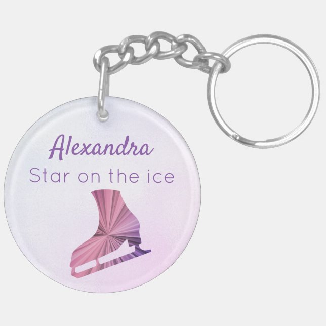 Ice skating keychain star figure skater purple (Back Right)