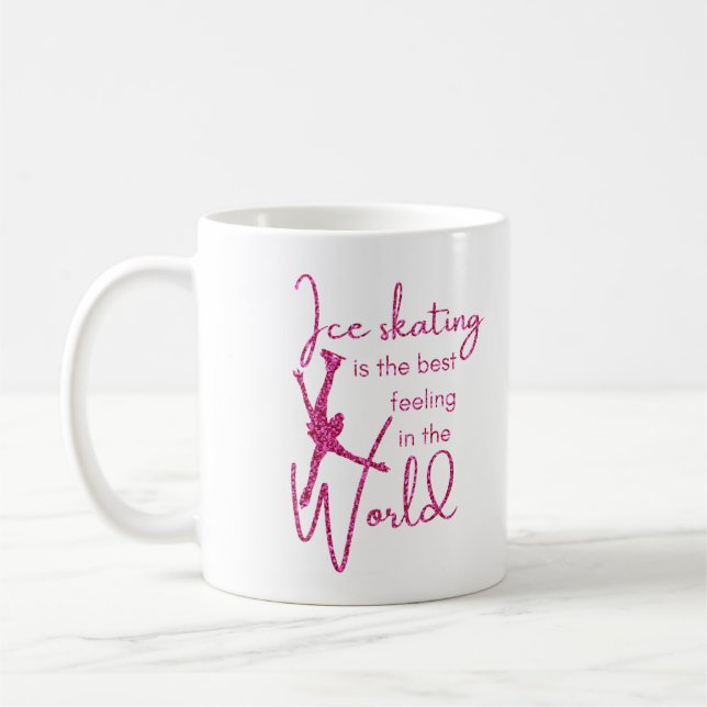 Ice Skating Mug Best feeling pink sparkle (Left)
