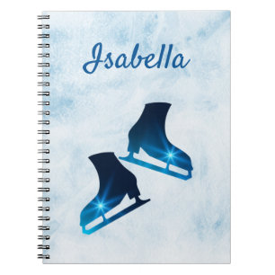 Ice skating notebook figure skate blue stars
