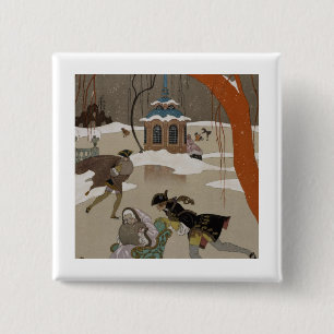 Ice Skating on the Frozen Lake 15 Cm Square Badge