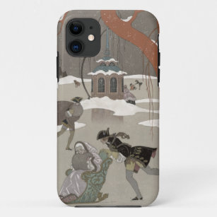 Ice Skating on the Frozen Lake,  illustration for iPhone 11 Case