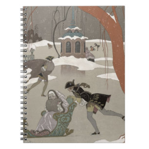 Ice Skating on the Frozen Lake, illustration for Notebook
