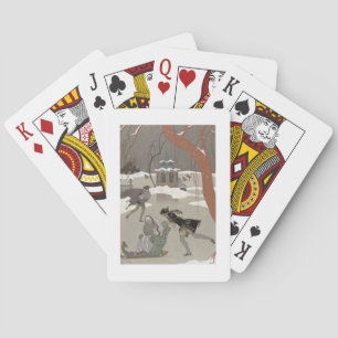 Ice Skating on the Frozen Lake, illustration for Playing Cards