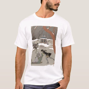 Ice Skating on the Frozen Lake, illustration for T-Shirt