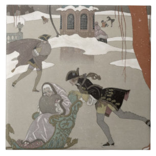 Ice Skating on the Frozen Lake, illustration for Tile