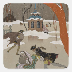 Ice Skating on the Frozen Lake Square Sticker