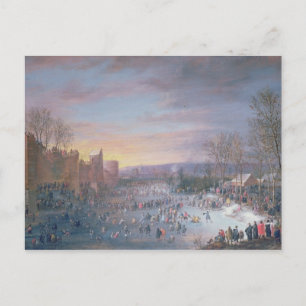 Ice Skating on the Stadtgraben in Brussels, 1649 Postcard