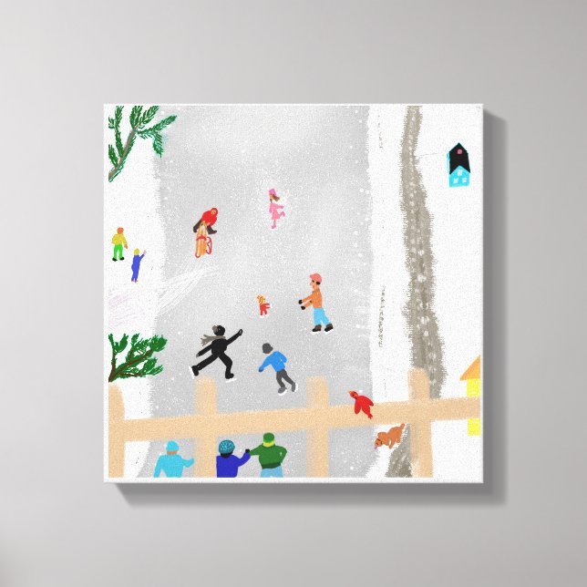Ice Skating on the Stream Canvas Print (Front)